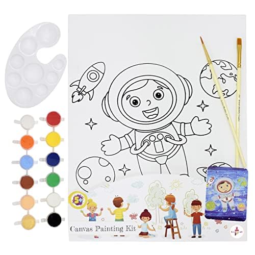 Kalakaram DIY Canvas Painting Kit for Kids – Pre-Printed Designs Wooden Frame Canvas Board with Paint & Brush | Birthday Return Gift | Creative Painting Activity Kit for Children | Ages 4-12 | A4 Size - Space Boy - Image 2