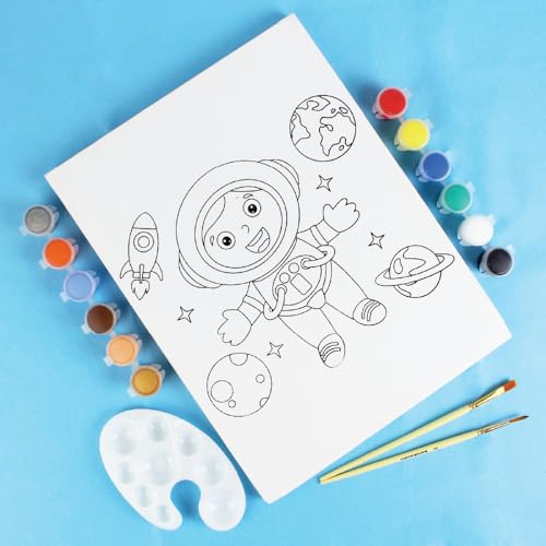 Kalakaram DIY Canvas Painting Kit for Kids – Pre-Printed Designs Wooden Frame Canvas Board with Paint & Brush | Birthday Return Gift | Creative Painting Activity Kit for Children | Ages 4-12 | A4 Size - Space Boy - Image 1