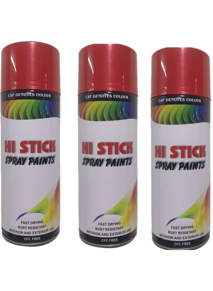 HI STICK Red Spray Paint- Flat 6Pcs