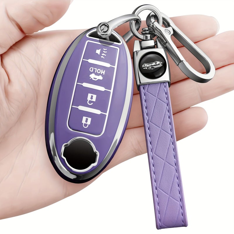 Purple TPU Key Fob Cover for Nissan Altima Sentra Maxima Rogue Durable 4 Button Protective Case - Image 5