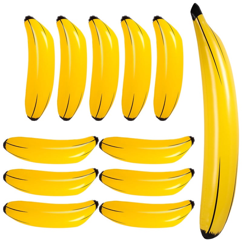 Simgoing 12 Pcs Inflatable Bananas Props Balloons Include 23 Inch Banana x 11 70 Inch Banana x 1 Bachelorette Party Decoration Plastic Bananas for Swimming Pool Party Favors Supplies - Image 3