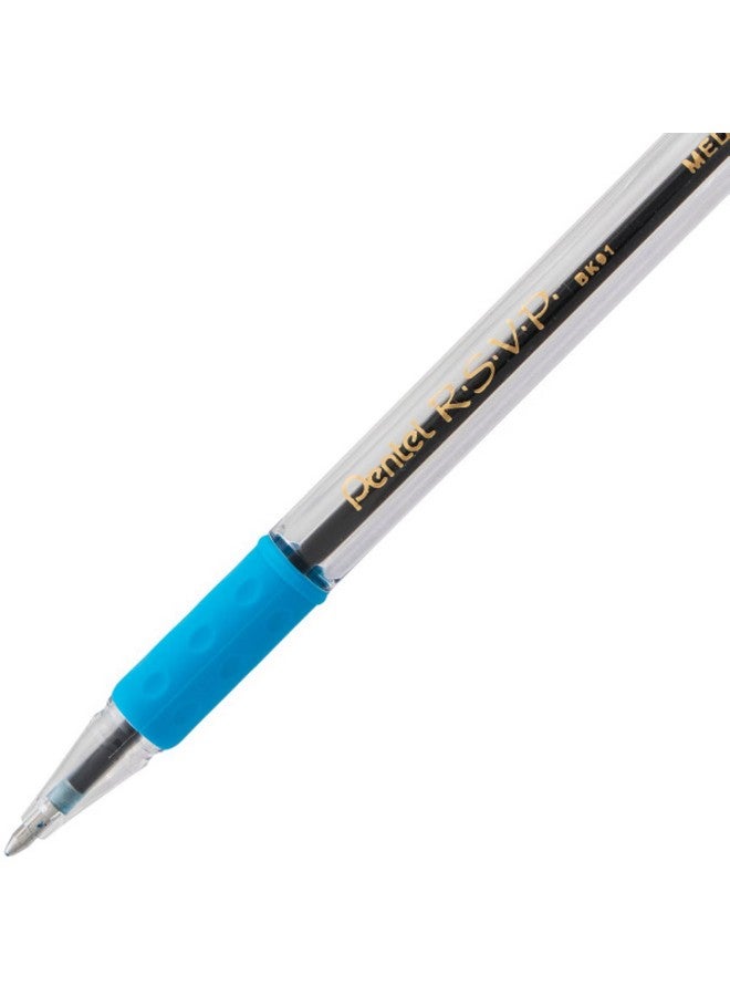 Pentel Rsvp Original Ballpoint Pen, (1.0Mm) Medium Line, Assorted Ink Colors, Clear Barrel, 8 Pack With Bonus Black Ink Pen - Image 5