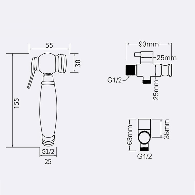 Brass Handheld Sprayer Attachment with 3m Hose for Toilet Diaper Pet Washing - Image 5