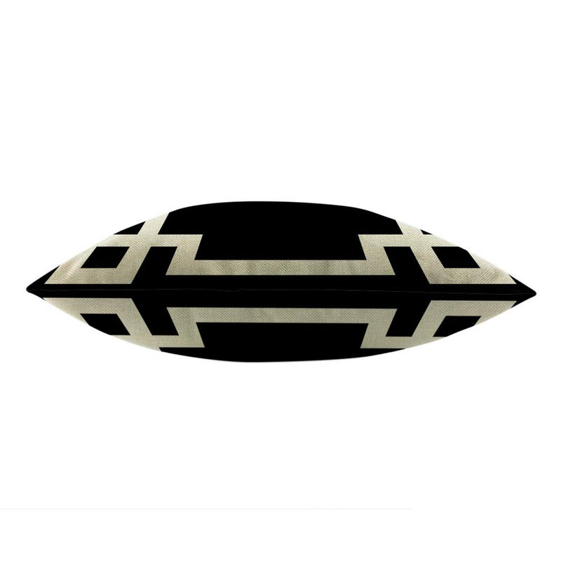 Mugod Greek Key Border Pillow Cases Cute Bold Chic Geometric Stripes Black and White Throw Pillow Cover Cotton Linen Indoor 18x18 Inch Square Cushion Cover for Office Sofa Couch - Image 3