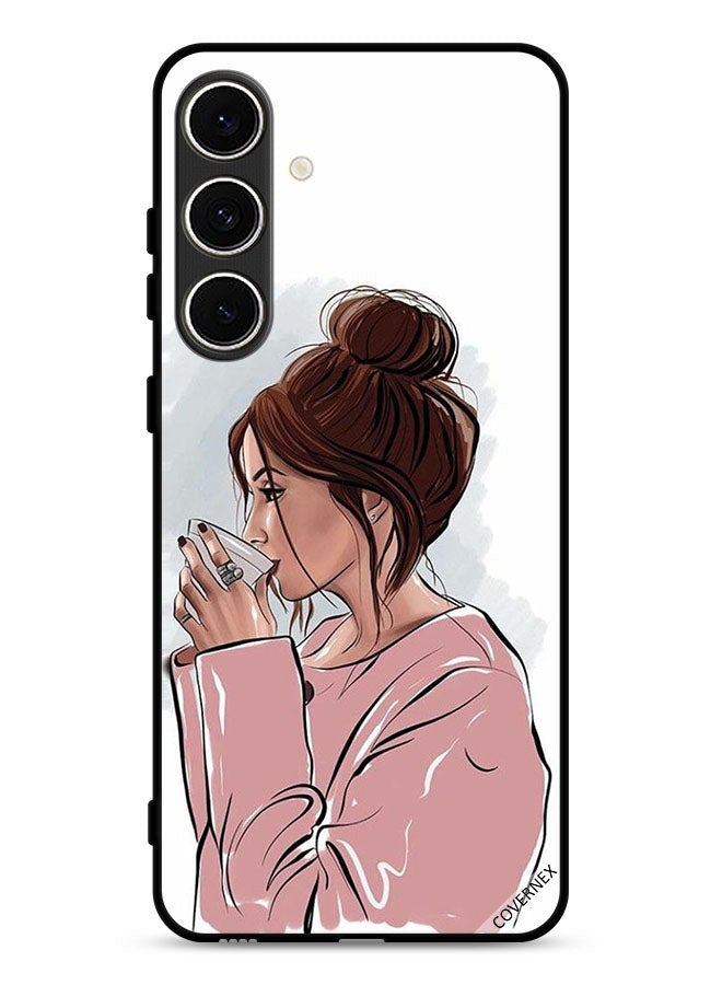 Covernex Samsung Galaxy A56 5G Protective Case Cover Girl Drinking Tea Art - Image 1