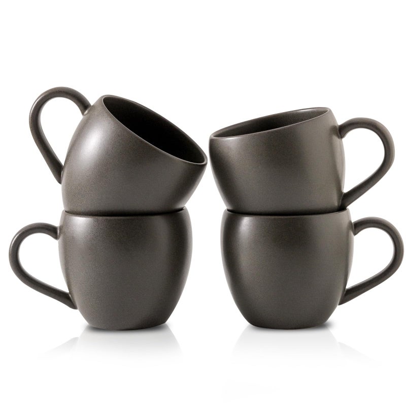 Tikooere Coffee Mugs Set of 4, Stoneware 16 Oz Coffee Mugs for Cappuccino Latte Cocoa and Tea, Ceramic Coffee Cups with Handle,Black Mugs for Housewarming Gifts, Microwave and Dishwasher Safe - Image 1