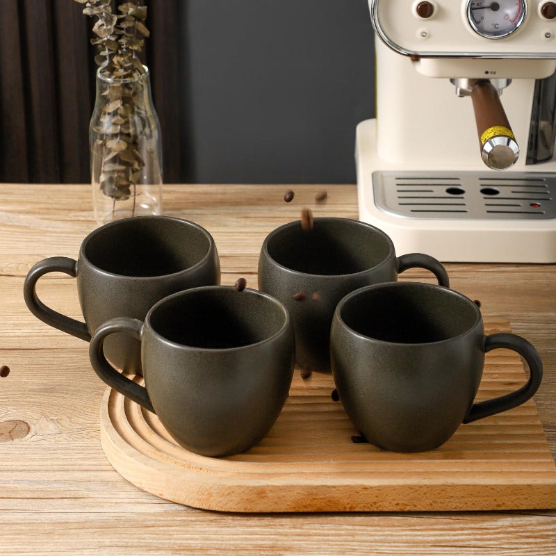 Tikooere Coffee Mugs Set of 4, Stoneware 16 Oz Coffee Mugs for Cappuccino Latte Cocoa and Tea, Ceramic Coffee Cups with Handle,Black Mugs for Housewarming Gifts, Microwave and Dishwasher Safe - Image 5