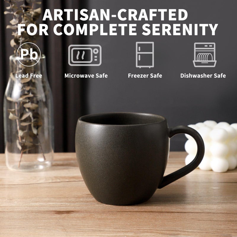 Tikooere Coffee Mugs Set of 4, Stoneware 16 Oz Coffee Mugs for Cappuccino Latte Cocoa and Tea, Ceramic Coffee Cups with Handle,Black Mugs for Housewarming Gifts, Microwave and Dishwasher Safe - Image 4
