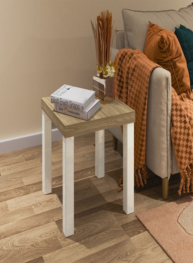 Pilati Side Table Oak Off white Color 45x45x45 cm  - Image 1