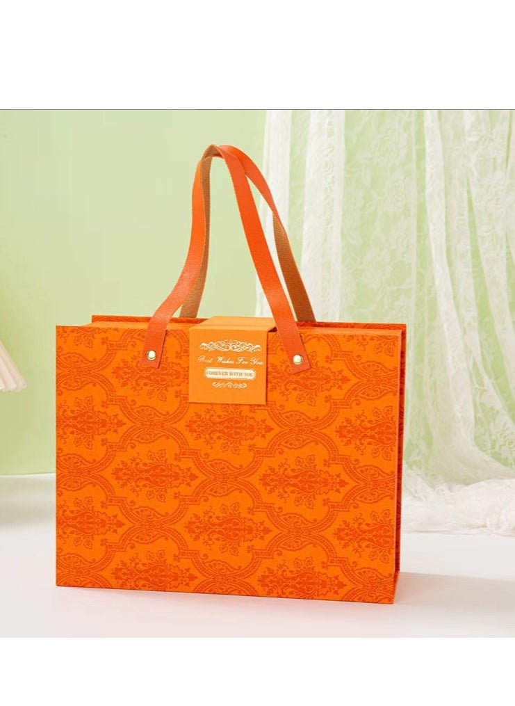OASIS-TH Portable Gift Box, Folding Gift Boxes for Presents With Lid, Luxry Gift Box Size 27X20X10CM Orange  - Image 1