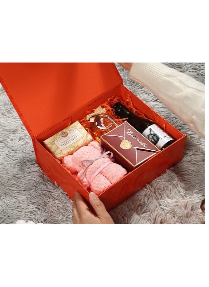 OASIS-TH Portable Gift Box, Folding Gift Boxes for Presents With Lid, Luxry Gift Box Size 27X20X10CM Orange  - Image 2