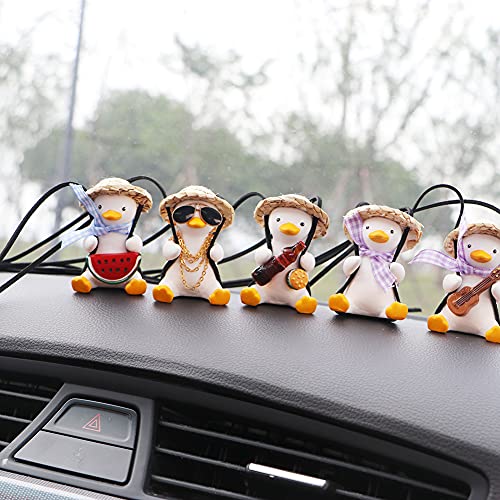 AMIORO Car Mirror Hanging Accessories, Cute Swinging Duck Car Ornament Dashboard Decorations (Mirrors Sunglasses Duck) - Image 5