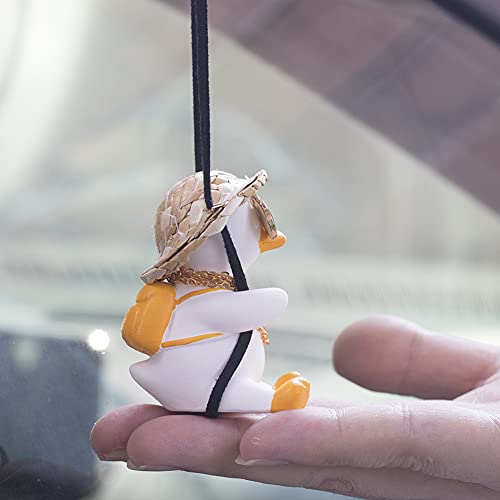 AMIORO Car Mirror Hanging Accessories, Cute Swinging Duck Car Ornament Dashboard Decorations (Mirrors Sunglasses Duck) - Image 2