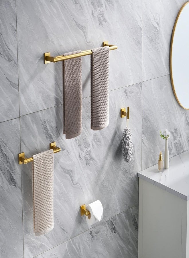 Miyili 4-Pieces Gold Bathroom Accessories Set Bath Hardware Kit - Includes Double Towel Bar, Hand Towel Rack, Toilet Paper Holder, Robe Hook, BS02G4A - Image 3