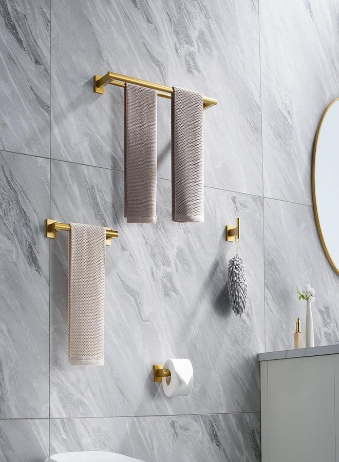 Miyili 4-Pieces Gold Bathroom Accessories Set Bath Hardware Kit - Includes Double Towel Bar, Hand Towel Rack, Toilet Paper Holder, Robe Hook, BS02G4A - Image 4