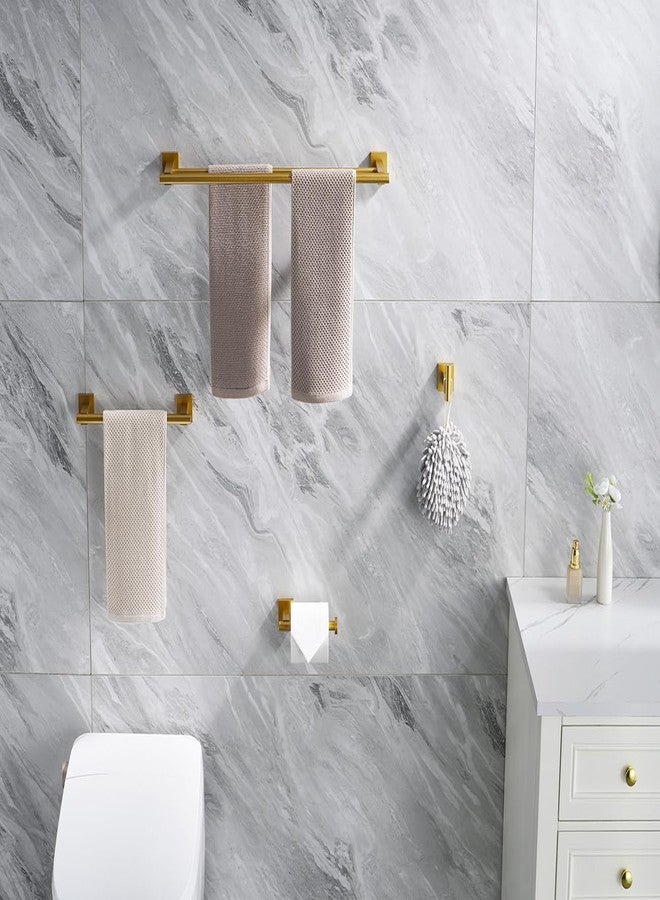 Miyili 4-Pieces Gold Bathroom Accessories Set Bath Hardware Kit - Includes Double Towel Bar, Hand Towel Rack, Toilet Paper Holder, Robe Hook, BS02G4A - Image 5