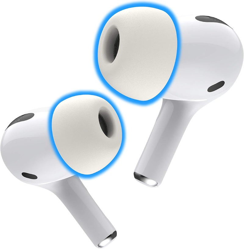 AutoLine Pro رؤوس رغوة الذاكرة Foam Masters لسماعات AirPods Pro ال��يل الأول والثاني | مريحة | آمنة | عزل ضوضاء أفضل | رؤوس بديلة إصدار 3.0 (كبيرة - 3 أزواج، أبيض) - Image 1