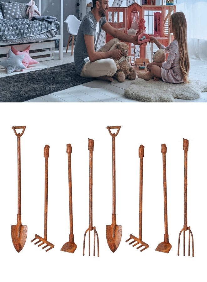 Dilwe Dollhouse Farming Tools, 1:12 Scale Dollhouse Miniature Shovel Hoe and Pitchfork for Garden Landscape, Mini Dollhouse Accessories(4 Tools) - Image 4