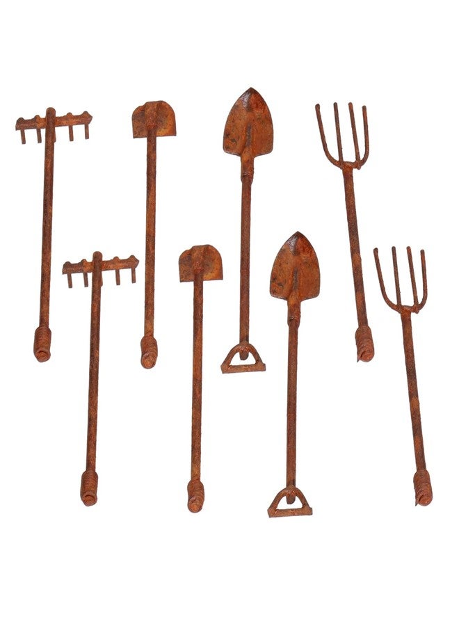 Dilwe Dollhouse Farming Tools, 1:12 Scale Dollhouse Miniature Shovel Hoe and Pitchfork for Garden Landscape, Mini Dollhouse Accessories(4 Tools) - Image 1