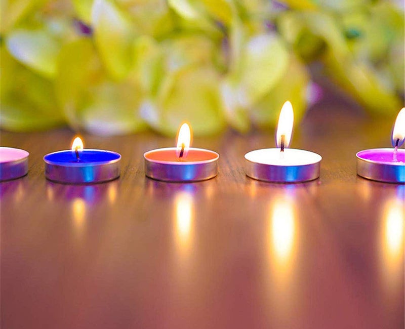 BHUMI Diwali Tea Lights Candles for Home Dcor 23 hrs of Burning Time Multi Non Scented Wax Unscented Candle Light Dinner Birthday Decoration Bedroom Diffuser t Lamp Multicolour 50 pcs Set - Image 4