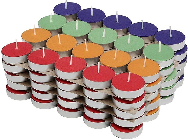 BHUMI Diwali Tea Lights Candles for Home Dcor 23 hrs of Burning Time Multi Non Scented Wax Unscented Candle Light Dinner Birthday Decoration Bedroom Diffuser t Lamp Multicolour 50 pcs Set - Image 1