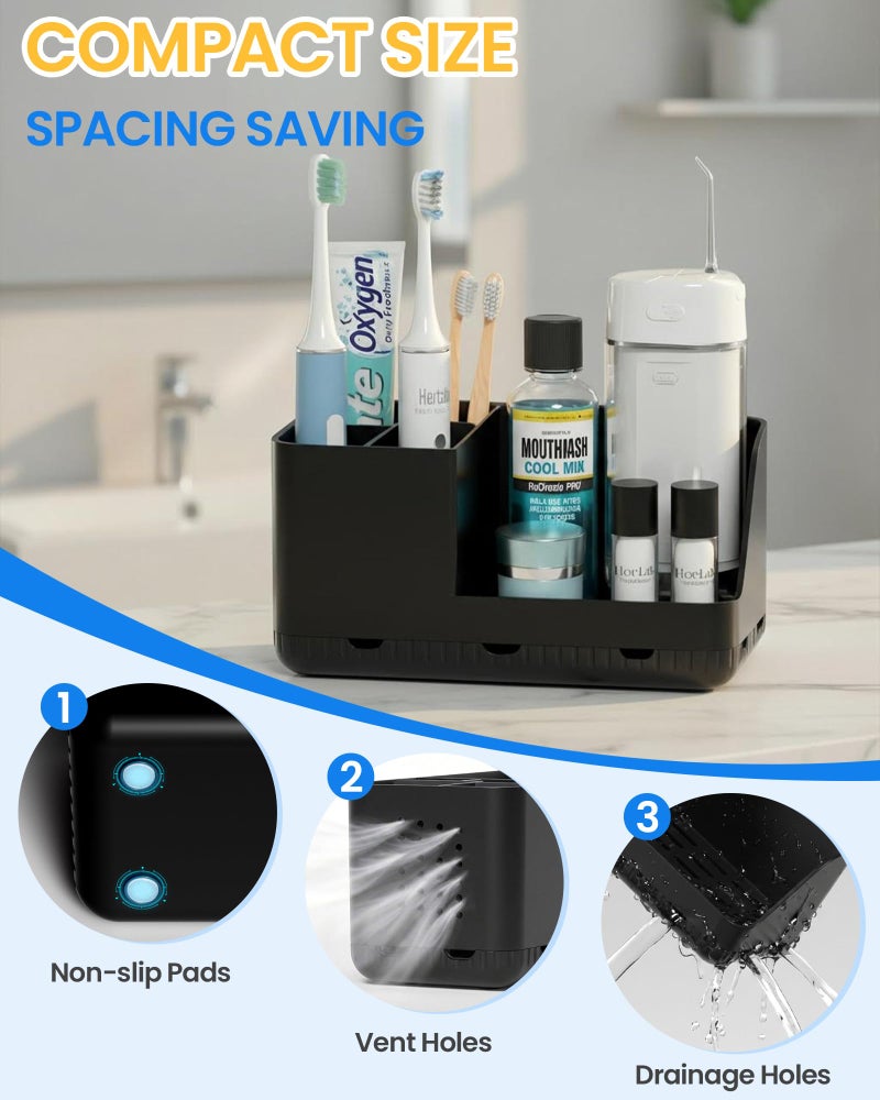 Homtalker Toothbrush Holders for Bathroom Counter - Detachable Bathroom Organizer and Storage Electric Toothbrush and Toothpaste Holder, Bathroom Decor Accessories for Countertop, Shower, Sink - Image 4
