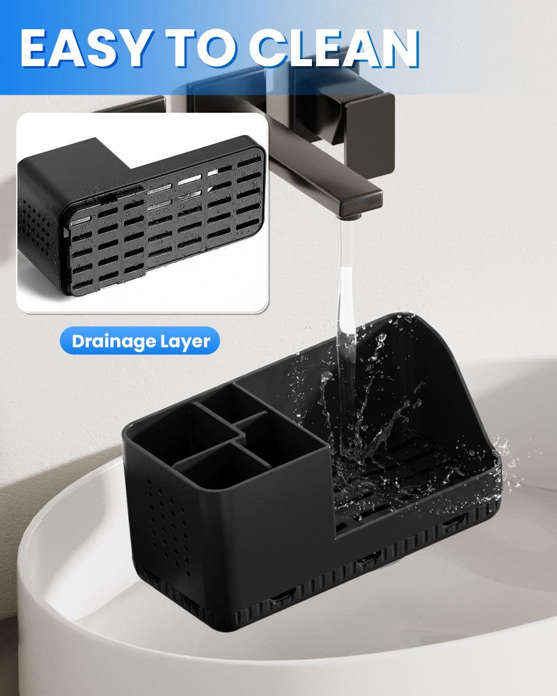 Homtalker Toothbrush Holders for Bathroom Counter - Detachable Bathroom Organizer and Storage Electric Toothbrush and Toothpaste Holder, Bathroom Decor Accessories for Countertop, Shower, Sink - Image 2