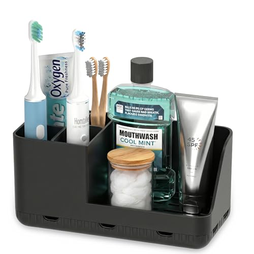 Homtalker Toothbrush Holders for Bathroom Counter - Detachable Bathroom Organizer and Storage Electric Toothbrush and Toothpaste Holder, Bathroom Decor Accessories for Countertop, Shower, Sink - Image 1