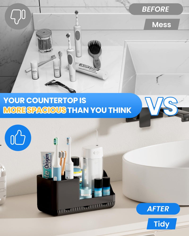 Homtalker Toothbrush Holders for Bathroom Counter - Detachable Bathroom Organizer and Storage Electric Toothbrush and Toothpaste Holder, Bathroom Decor Accessories for Countertop, Shower, Sink - Image 5