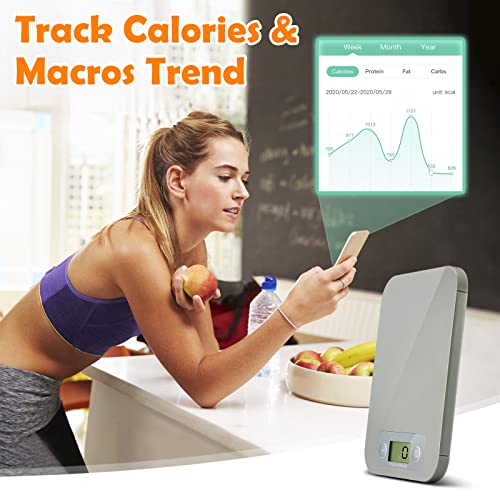 URAMAZ Smart Food Scale for Calorie Counting, Digital Food Scale with Nutritional Calculator, Bluetooth Food Weight Scale for Weight Loss, Diabetics, Macro, Diet, Baking 3g-5kg, 0.1oz - Image 3