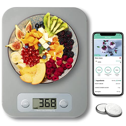 URAMAZ Smart Food Scale for Calorie Counting, Digital Food Scale with Nutritional Calculator, Bluetooth Food Weight Scale for Weight Loss, Diabetics, Macro, Diet, Baking 3g-5kg, 0.1oz - Image 1