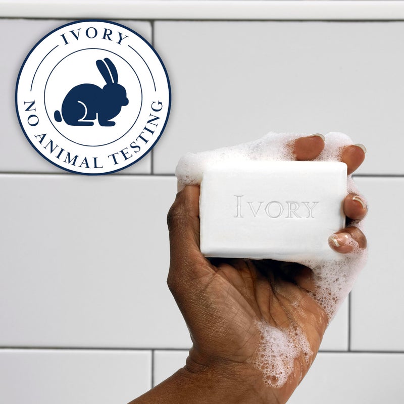 Ivory Gentle Bath Bar Soap, Designed for Whole Family, 99.44% Pure Formula with Plant-Based Cleansers, Made Without Heavy Perfumes, Parabens or Phthalates, Original Scent, 4.0 oz (4 Count) - Image 4