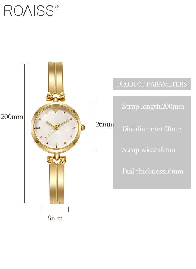 roaiss - Women's Gold Bracelet Quartz Watch, Analog Display Round White Dial Watch, Waterproof Retro Watch as Gift for Women - Image 1