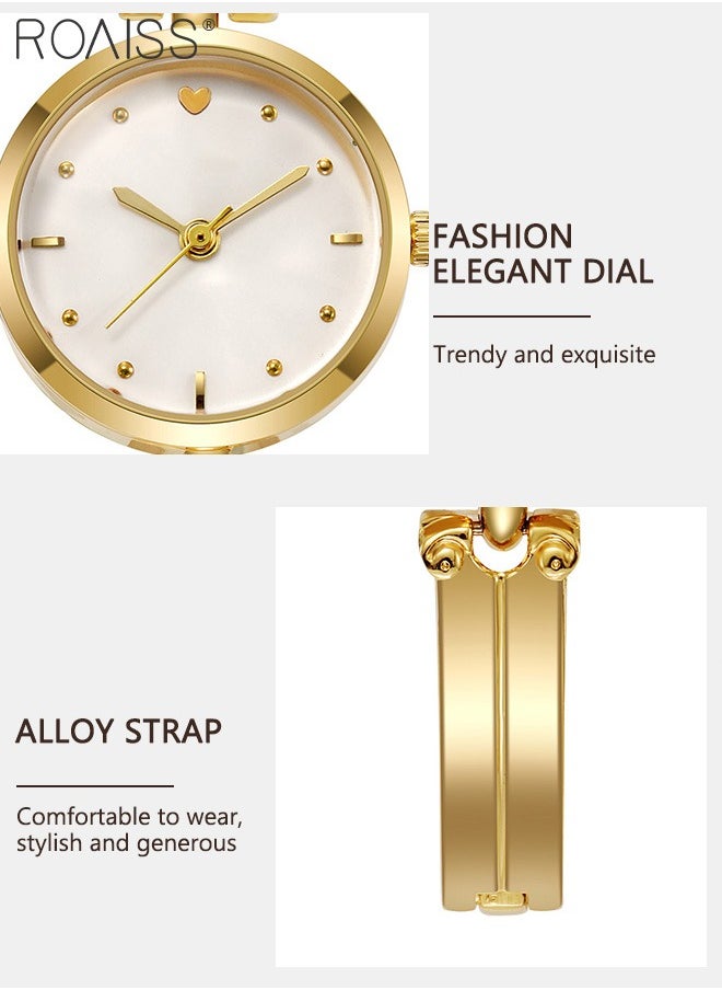 roaiss - Women's Gold Bracelet Quartz Watch, Analog Display Round White Dial Watch, Waterproof Retro Watch as Gift for Women - Image 1