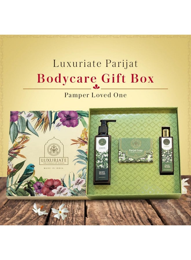 LUXURIATE Parijat Body Care Gift Set Box 3PC - Soap, Body Wash, Face Wash Gift for Sister | Gift for Diwali | Gift for Wedding | Gift for Women - Image 4