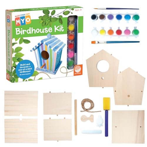 MindWare Make Your Own Birdhouse Kit Wood Art Kit for Kids Includes PreCut Wood Pieces and Art Supplies to Assemble and Paint Your Own Bird House Ages 5 and Up - Image 1