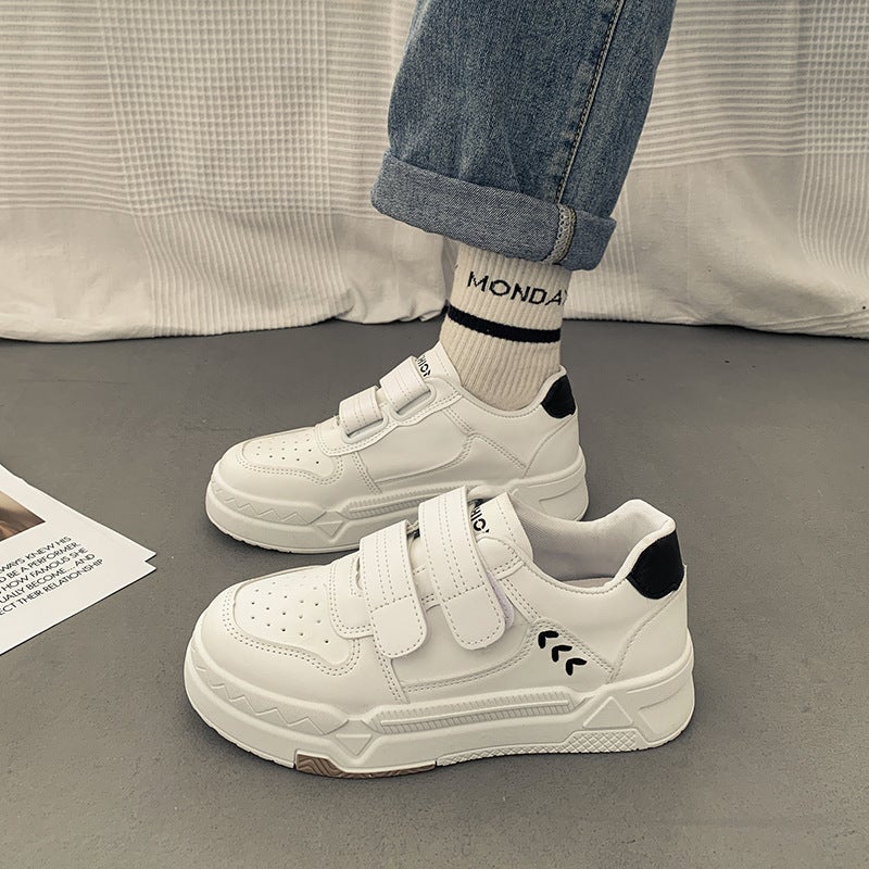 Magic Tape White Sneakers Women 2024 Autumn Casual Trendy Student Sports Shoes Black