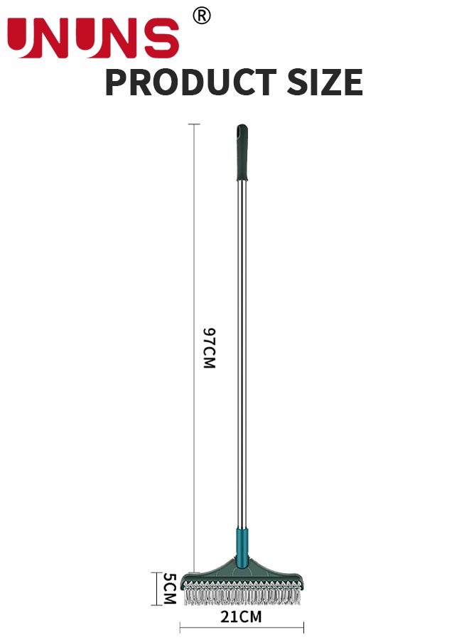 Floor Scrub Brush,3 in 1 Magic Broom Brush Floor Brush Scrubber With Long Handle,Premium 180 Degree Rotating Removable Crevice Cleaning Brush With Squeegee And Hair Removal Clip