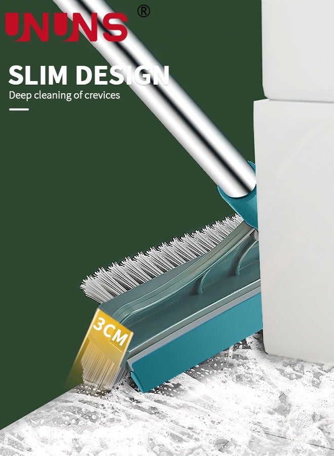 Floor Scrub Brush,3 in 1 Magic Broom Brush Floor Brush Scrubber With Long Handle,Premium 180 Degree Rotating Removable Crevice Cleaning Brush With Squeegee And Hair Removal Clip