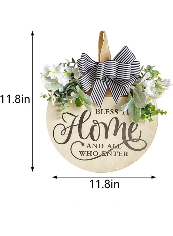 NANAO علامة باب أمامي من الزهور، إكليل خشبي علامة بارك هذا المنزل لباب المدخل، نمط المزرعة حامل باب معلق للديكور الداخلي والخارجي (بارك هذا المنزل) - Image 5