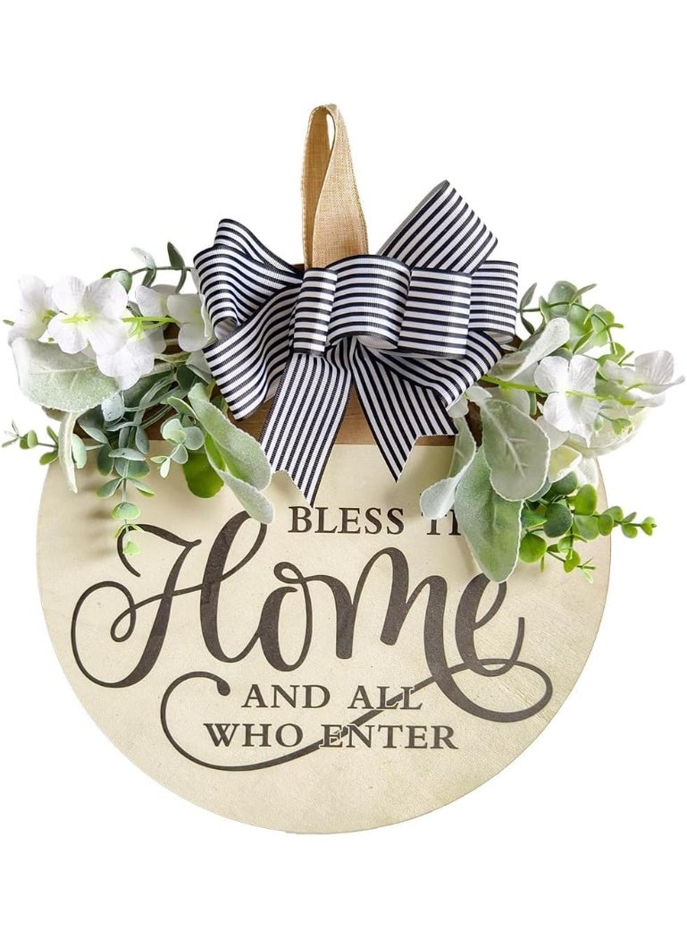 NANAO علامة باب أمامي من الزهور، إكليل خشبي علامة بارك هذا المنزل لباب المدخل، نمط المزرعة حامل باب معلق للديكور الداخلي والخارجي (بارك هذا المنزل) - Image 1