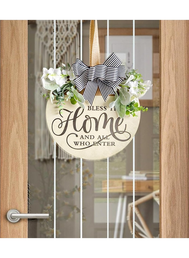 NANAO علامة باب أمامي من الزهور، إكليل خشبي علامة بارك هذا المنزل لباب المدخل، نمط المزرعة حامل باب معلق للديكور الداخلي والخارجي (بارك هذا المنزل) - Image 3