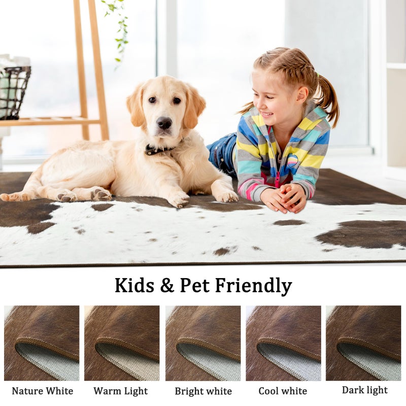 Foxmas Area Rugs for Living Room, 8x10 Machine Washable Cow Print Rug, Non-Slip Low Pile Indoor Floor Rug, Carpet for Bedroom Dining Room Laundry Room Kitchen Home Office - Image 2