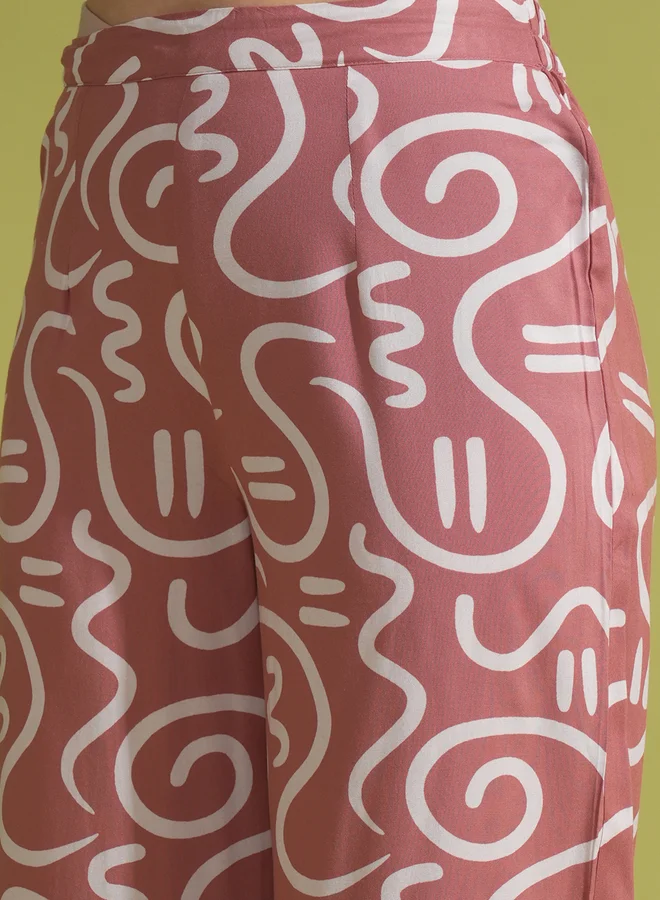 globus Globus Abstract Print Wrap Crop Top and Trouser Co-Ords