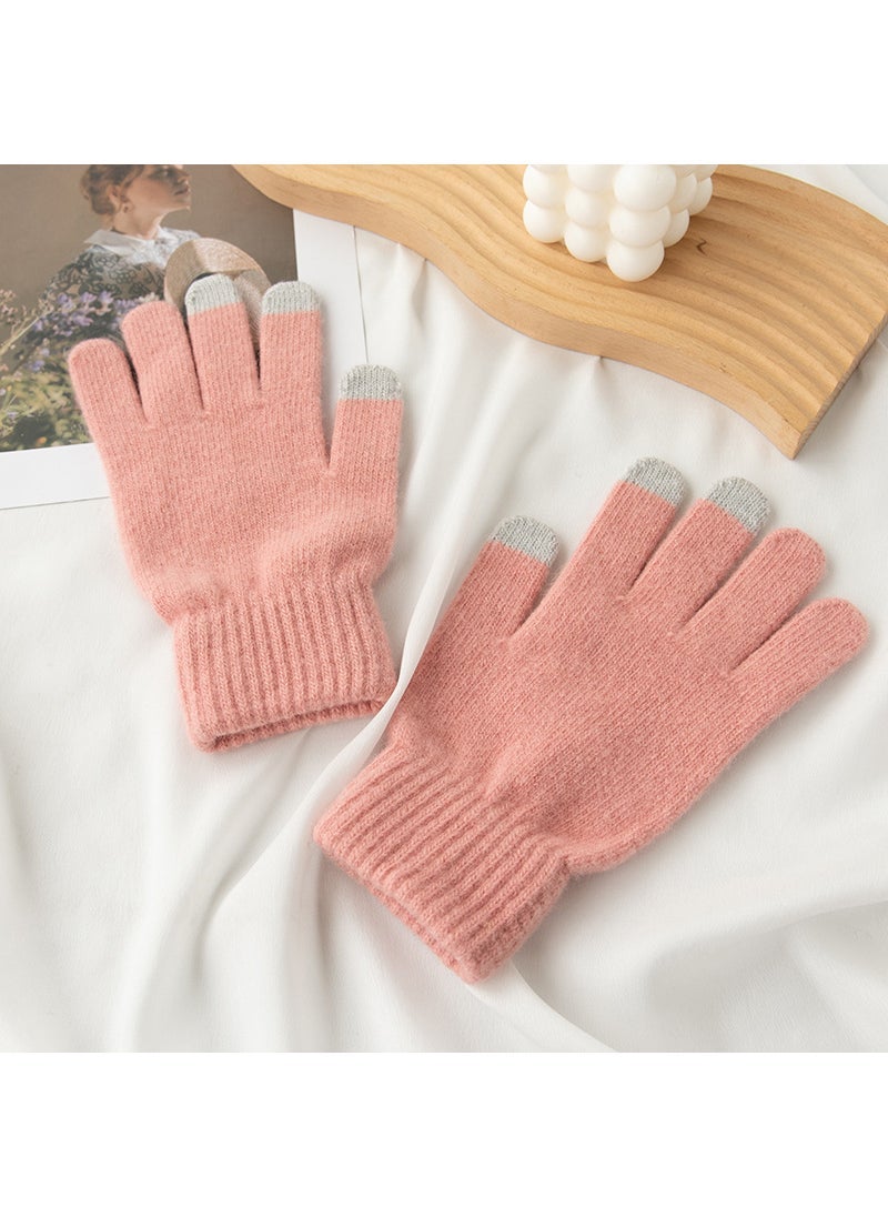 2024 Womens Wool Touchscreen Gloves for Winter -3 rubber red 