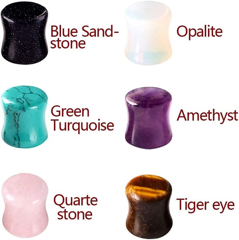 Oyaface Stone Ear Plugs Gauges Set Double Flared Tunnels Expander Stretchers Saddle Earrings Flesh Ear Piercing Jewelry Multicolor 3MM-20MM - Image 4