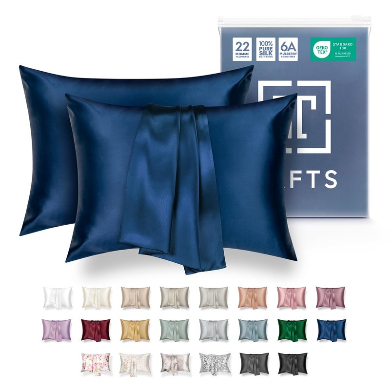 Tafts Tafts Silk Pillow Cases - 22mm 100% Pure Mulberry 6A Silk Pillowcase for Hair & Skin with Zipper Closure  Cooling  Natural  Organic  Double Sided Silk Pillow Case (Misty Rose Pink  King 20x36  2pc)  - Image 1