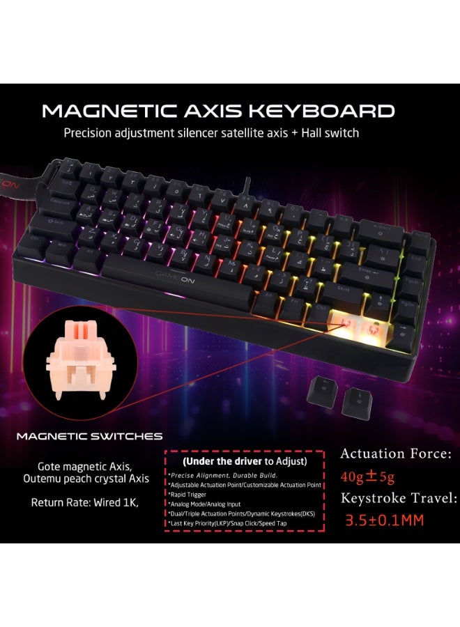 GAMEON MAGPRO GOMG1K8-RS 60% RGB Magnetic Mechanical Keyboard – Wired, Outemu Peach Crystal Pink Switch, Hot-Swappable, 68-Key, Full Anti-Ghosting, Software Customization, Wrist Strap - Image 5