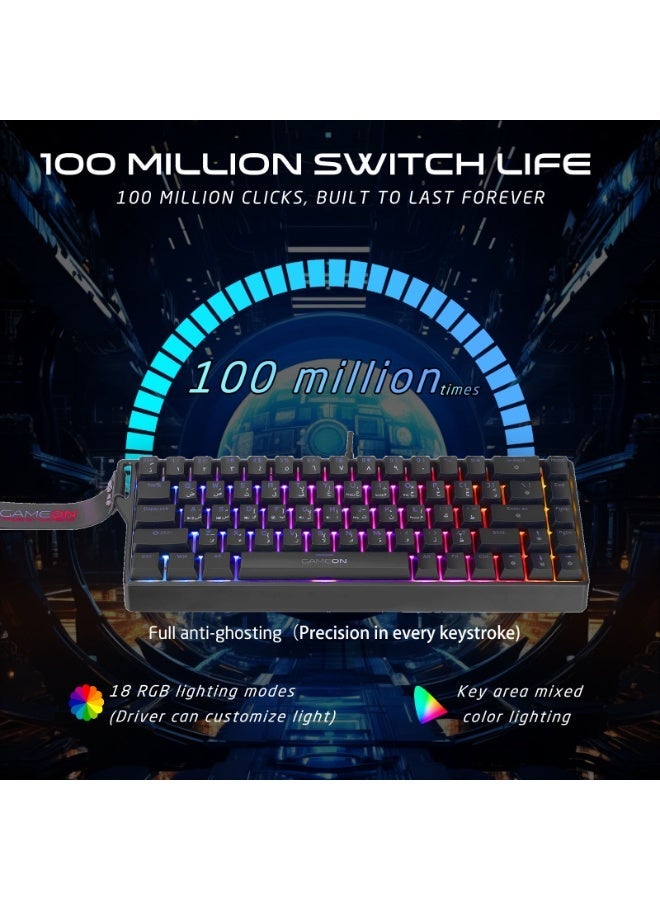 GAMEON MAGPRO GOMG1K8-RS 60% RGB Magnetic Mechanical Keyboard – Wired, Outemu Peach Crystal Pink Switch, Hot-Swappable, 68-Key, Full Anti-Ghosting, Software Customization, Wrist Strap - Image 3