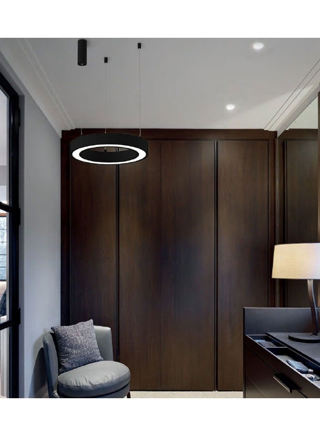 ٍSiera Light Decorative chandelier with a black circular aluminum ring  warm light 50W 80 cm 9058 - Image 1